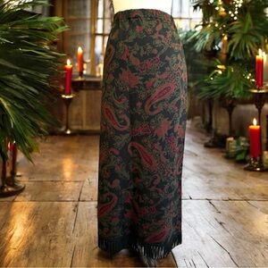 VINTAGE LENNIE New York LNY Vintage-Inspired Fringed Skirt - Dark Academia